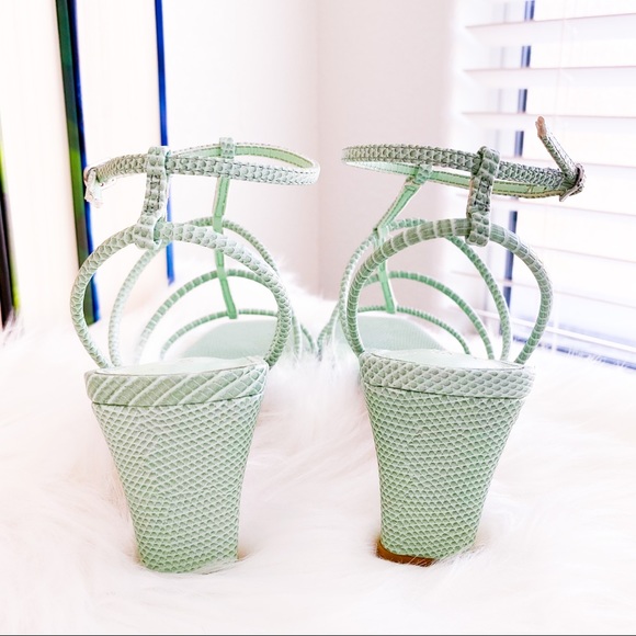 EXPRESS Mint Green Square Toe Heeled Sandals - Picture 6 of 10